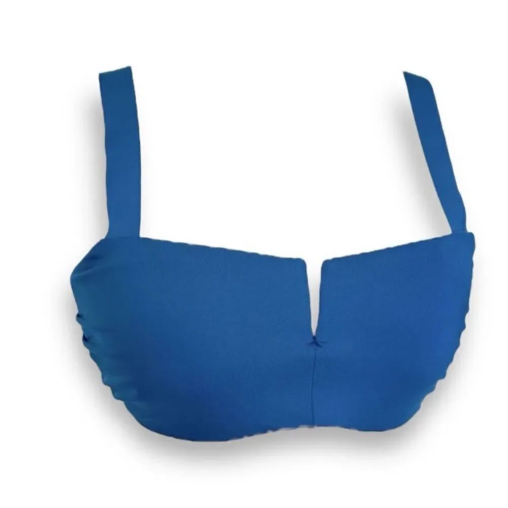 Athleta Square Neck V Bra Cup Bikini Top Dark Lapis Blue size 34 B/C NWOT